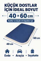 4 Mevsim Kedi ve Köpek Matı, 40x60 cm | Sıcak & Soğuk Kullanılabilen Jel Dolgulu Minder Yatak - Lacivert