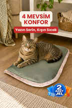 4 Mevsim Kedi ve Köpek Matı, 40x60 cm | Sıcak & Soğuk Kullanılabilen Jel Dolgulu Minder Yatak - Haki