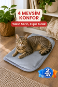 4 Mevsim Kedi ve Köpek Matı, 40x60 cm | Sıcak & Soğuk Kullanılabilen Jel Dolgulu Minder Yatak - Gri