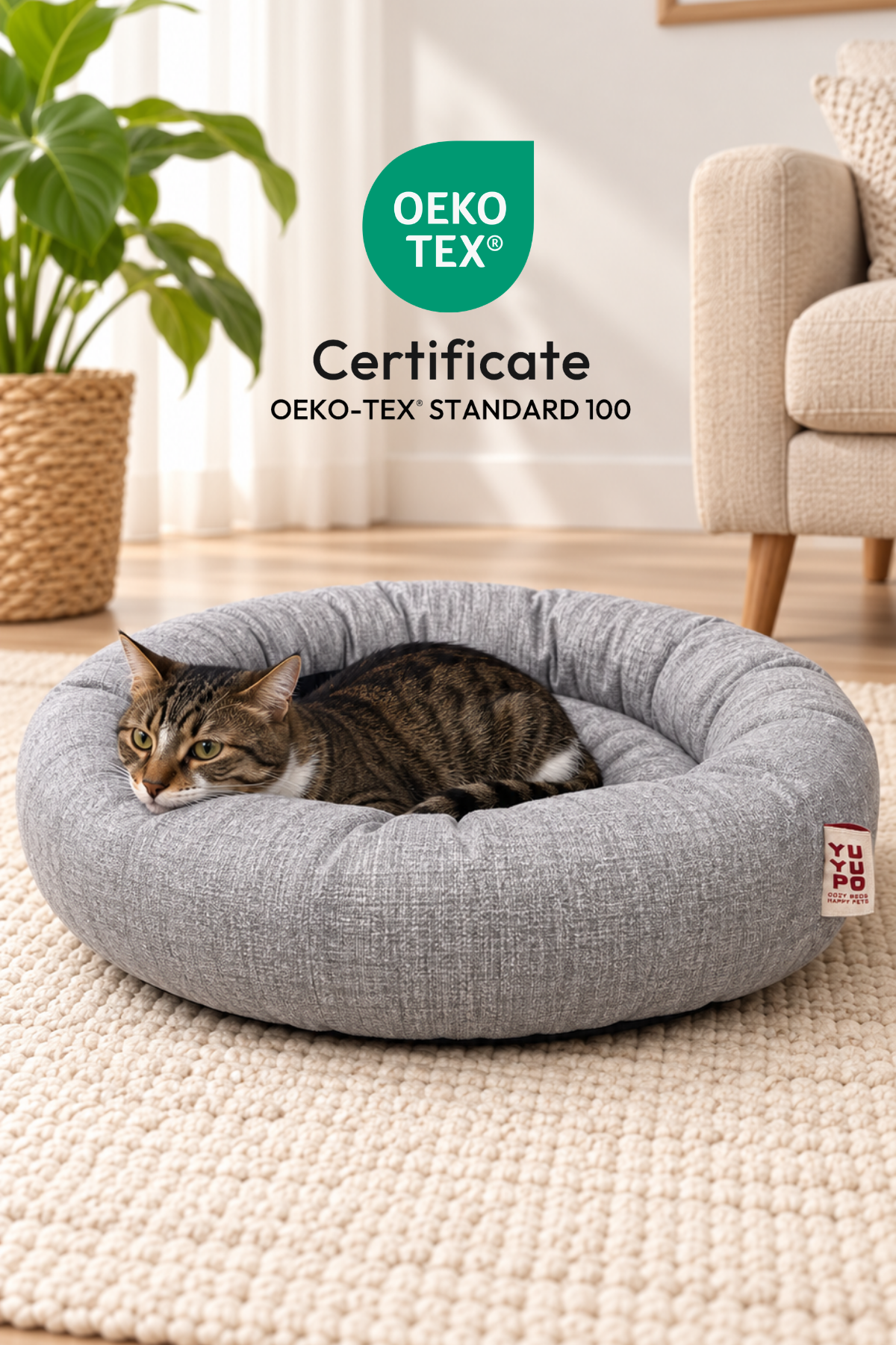 Premium Kedi ve Köpek Yatağı, Yıkanabilir, Kaydırmaz Tabanlı, Peluş Wellsoft Kumaş Yatak