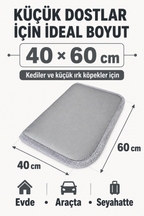 4 Mevsim Kedi ve Köpek Matı, 40x60 cm | Sıcak & Soğuk Kullanılabilen Jel Dolgulu Minder Yatak - Gri