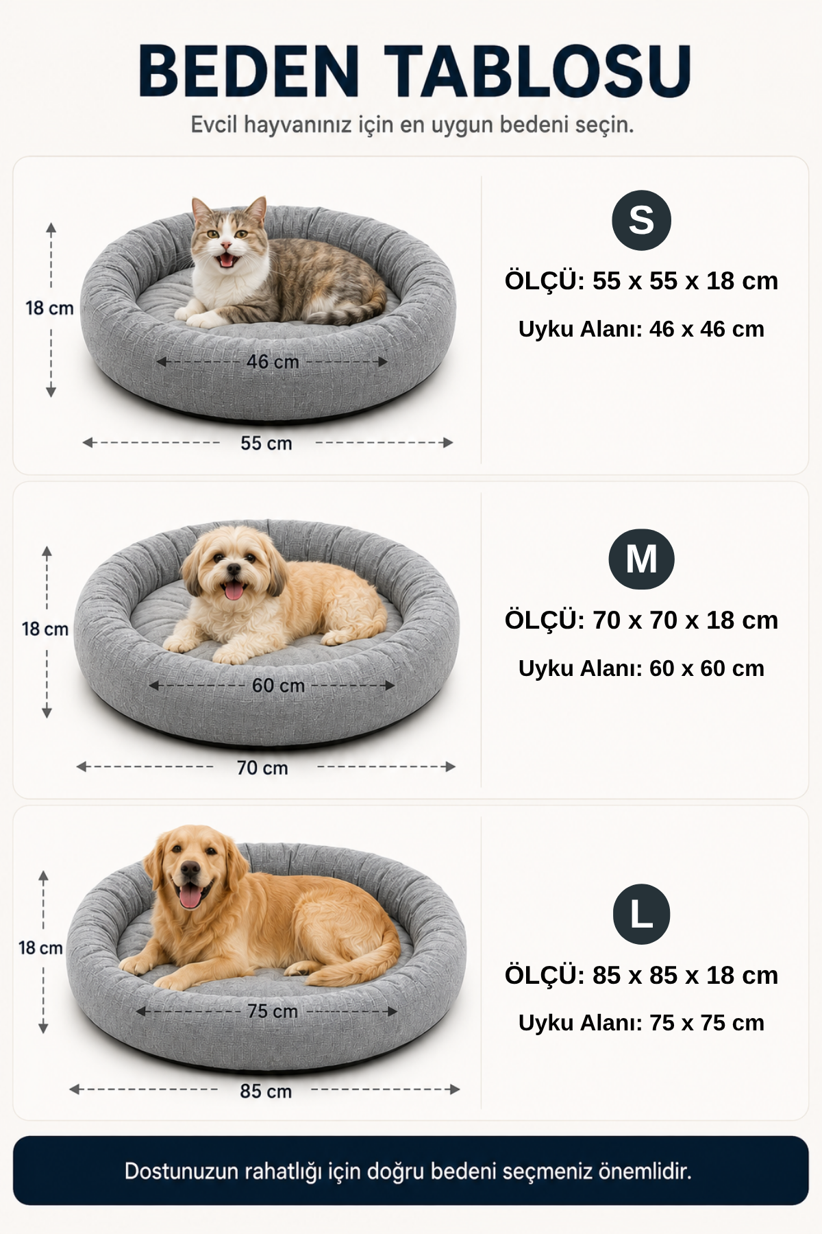 Premium Kedi ve Köpek Yatağı, Yıkanabilir, Kaydırmaz Tabanlı, Peluş Wellsoft Kumaş Yatak