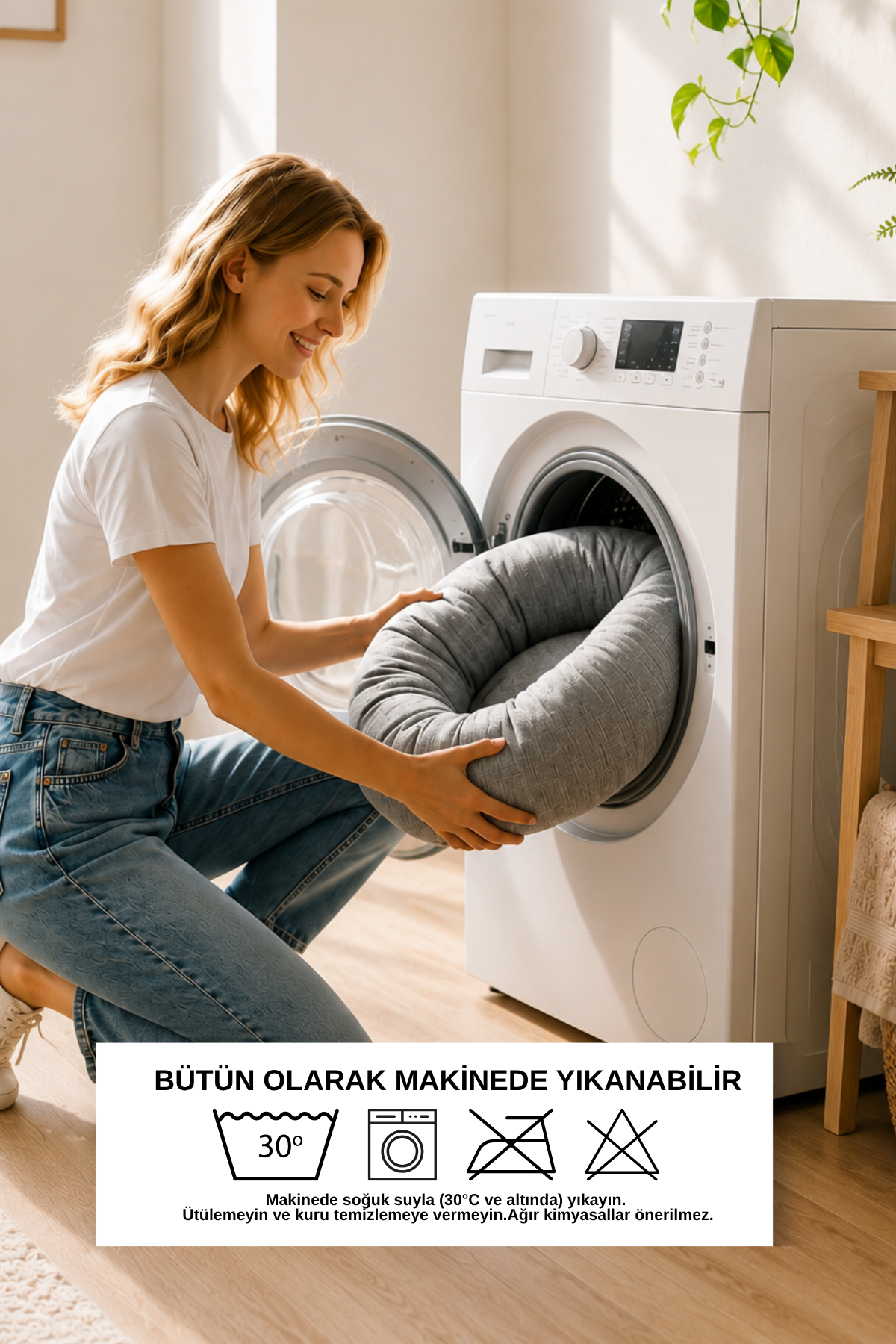 Premium Kedi ve Köpek Yatağı, Yıkanabilir, Kaydırmaz Tabanlı, Peluş Wellsoft Kumaş Yatak