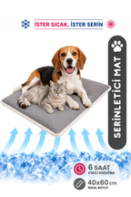 Serinletici Mat 40x60 cm, 4 Mevsim Kedi ve Köpek Matı | Sıcak & Soğuk Kullanılabilen Jel Dolgulu Minder Yatak - Gri