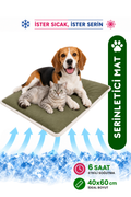 Serinletici Mat 40x60 cm, 4 Mevsim Kedi ve Köpek Matı | Sıcak & Soğuk Kullanılabilen Jel Dolgulu Minder Yatak - Haki