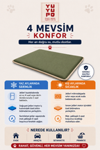 Serinletici Mat 40x60 cm, 4 Mevsim Kedi ve Köpek Matı | Sıcak & Soğuk Kullanılabilen Jel Dolgulu Minder Yatak - Haki