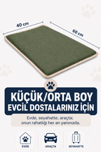 Serinletici Mat 40x60 cm, 4 Mevsim Kedi ve Köpek Matı | Sıcak & Soğuk Kullanılabilen Jel Dolgulu Minder Yatak - Haki