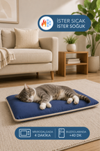 Serinletici Mat 40x60 cm, 4 Mevsim Kedi ve Köpek Matı | Sıcak & Soğuk Kullanılabilen Jel Dolgulu Minder Yatak - Lacivert
