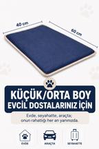 Serinletici Mat 40x60 cm, 4 Mevsim Kedi ve Köpek Matı | Sıcak & Soğuk Kullanılabilen Jel Dolgulu Minder Yatak - Lacivert